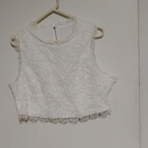 White Sleeveless Embellished Tank Top